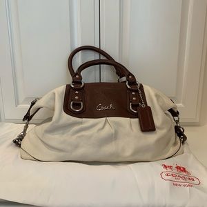 Coach Handbag in Cream with Tan trim